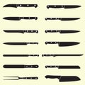 Cutlery set with kitchen knives. Vector illustration Royalty Free Stock Photo